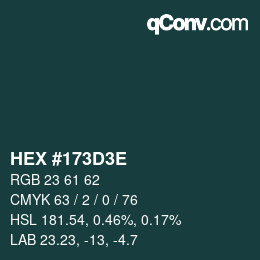 Color code: HEX #173D3E | qconv.com