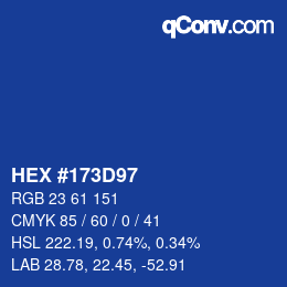 Farbcode: HEX #173D97 | qconv.com