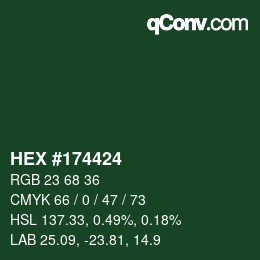 カラーコード: HEX #174424 | qconv.com