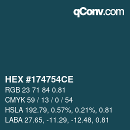 カラーコード: HEX #174754CE | qconv.com