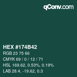 Color code: HEX #174B42 | qconv.com