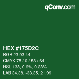 Color code: HEX #175D2C | qconv.com