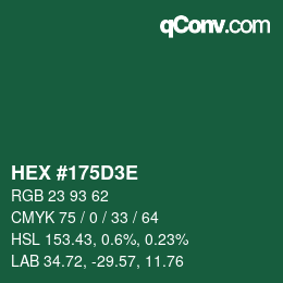 カラーコード: HEX #175D3E | qconv.com