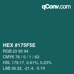 Color code: HEX #175F5E | qconv.com