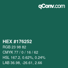 カラーコード: HEX #176252 | qconv.com
