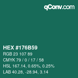 颜色代码: HEX #176B59 | qconv.com