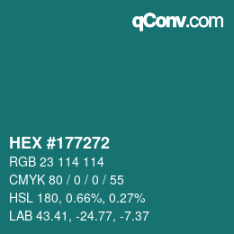 Color code: HEX #177272 | qconv.com