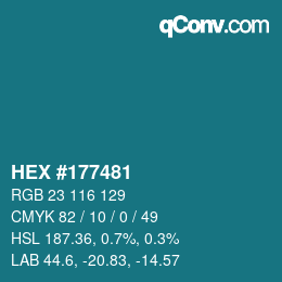 カラーコード: HEX #177481 | qconv.com