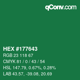 Color code: HEX #177643 | qconv.com