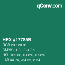 Color code: HEX #17785B | qconv.com