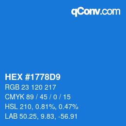Color code: HEX #1778D9 | qconv.com