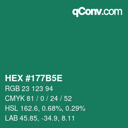 Code couleur: HEX #177B5E | qconv.com