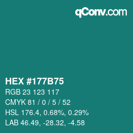 Farbcode: HEX #177B75 | qconv.com