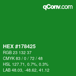 颜色代码: HEX #178425 | qconv.com