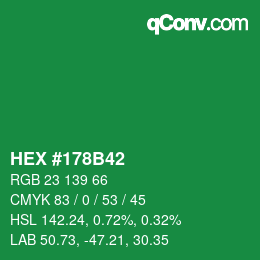 Color code: HEX #178B42 | qconv.com