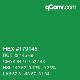 カラーコード: HEX #179145 | qconv.com