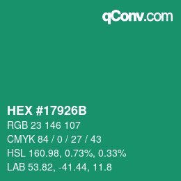 颜色代码: HEX #17926B | qconv.com