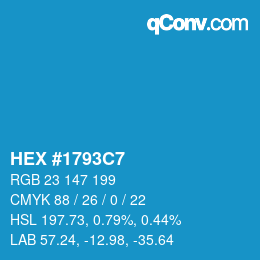 Color code: HEX #1793C7 | qconv.com