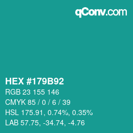 Color code: HEX #179B92 | qconv.com