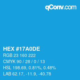Color code: HEX #17A0DE | qconv.com