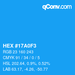 Color code: HEX #17A0F3 | qconv.com