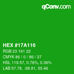 Color code: HEX #17A116 | qconv.com
