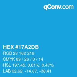 カラーコード: HEX #17A2DB | qconv.com