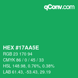 Farbcode: HEX #17AA5E | qconv.com