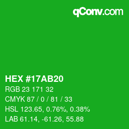 Color code: HEX #17AB20 | qconv.com