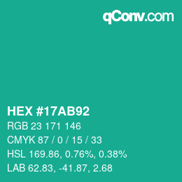 颜色代码: HEX #17AB92 | qconv.com