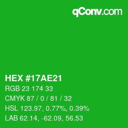 Color code: HEX #17AE21 | qconv.com