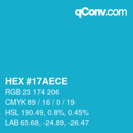 Color code: HEX #17AECE | qconv.com