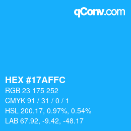 Color code: HEX #17AFFC | qconv.com