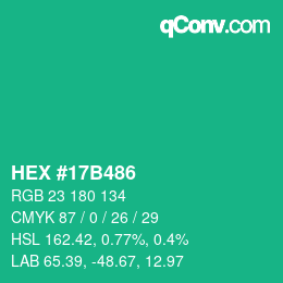 Color code: HEX #17B486 | qconv.com