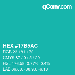 Color code: HEX #17B5AC | qconv.com