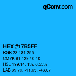 カラーコード: HEX #17B5FF | qconv.com