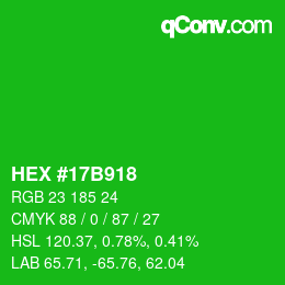 Color code: HEX #17B918 | qconv.com