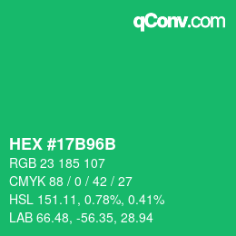 Color code: HEX #17B96B | qconv.com