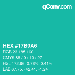 Color code: HEX #17B9A6 | qconv.com