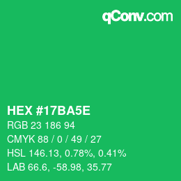 Farbcode: HEX #17BA5E | qconv.com