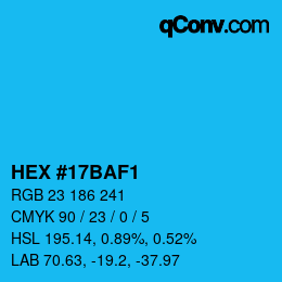 Color code: HEX #17BAF1 | qconv.com