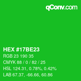 Color code: HEX #17BE23 | qconv.com