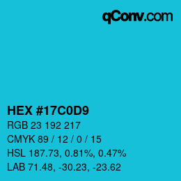Color code: HEX #17C0D9 | qconv.com