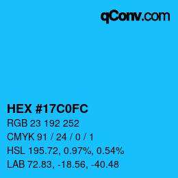 Color code: HEX #17C0FC | qconv.com
