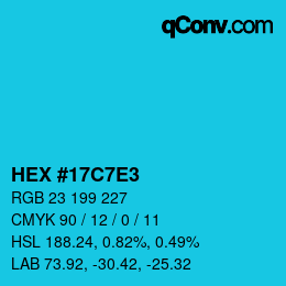 Color code: HEX #17C7E3 | qconv.com