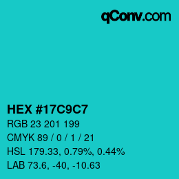 Color code: HEX #17C9C7 | qconv.com