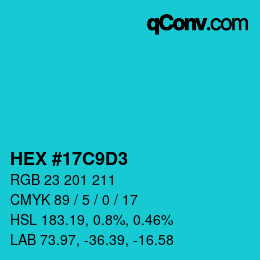 Color code: HEX #17C9D3 | qconv.com
