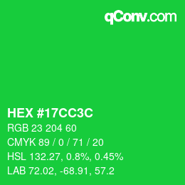 Color code: HEX #17CC3C | qconv.com