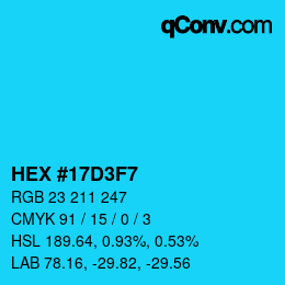 颜色代码: HEX #17D3F7 | qconv.com