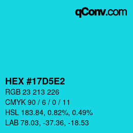 カラーコード: HEX #17D5E2 | qconv.com